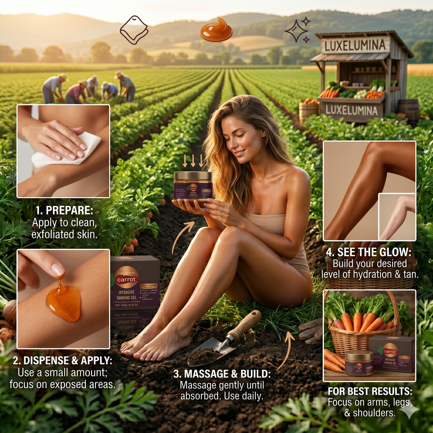 Carrot Tanning Gel – Natural Golden Glow & Deep Hydration